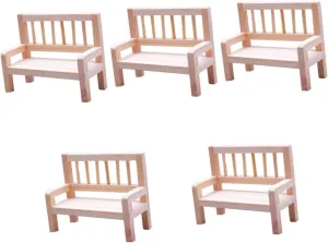 5pcs Miniature Wood Chair Figurine Cute Decorative Bench for Dollhouse and Home Decor Furniture Model for Mini House Adornments and Creative Displays