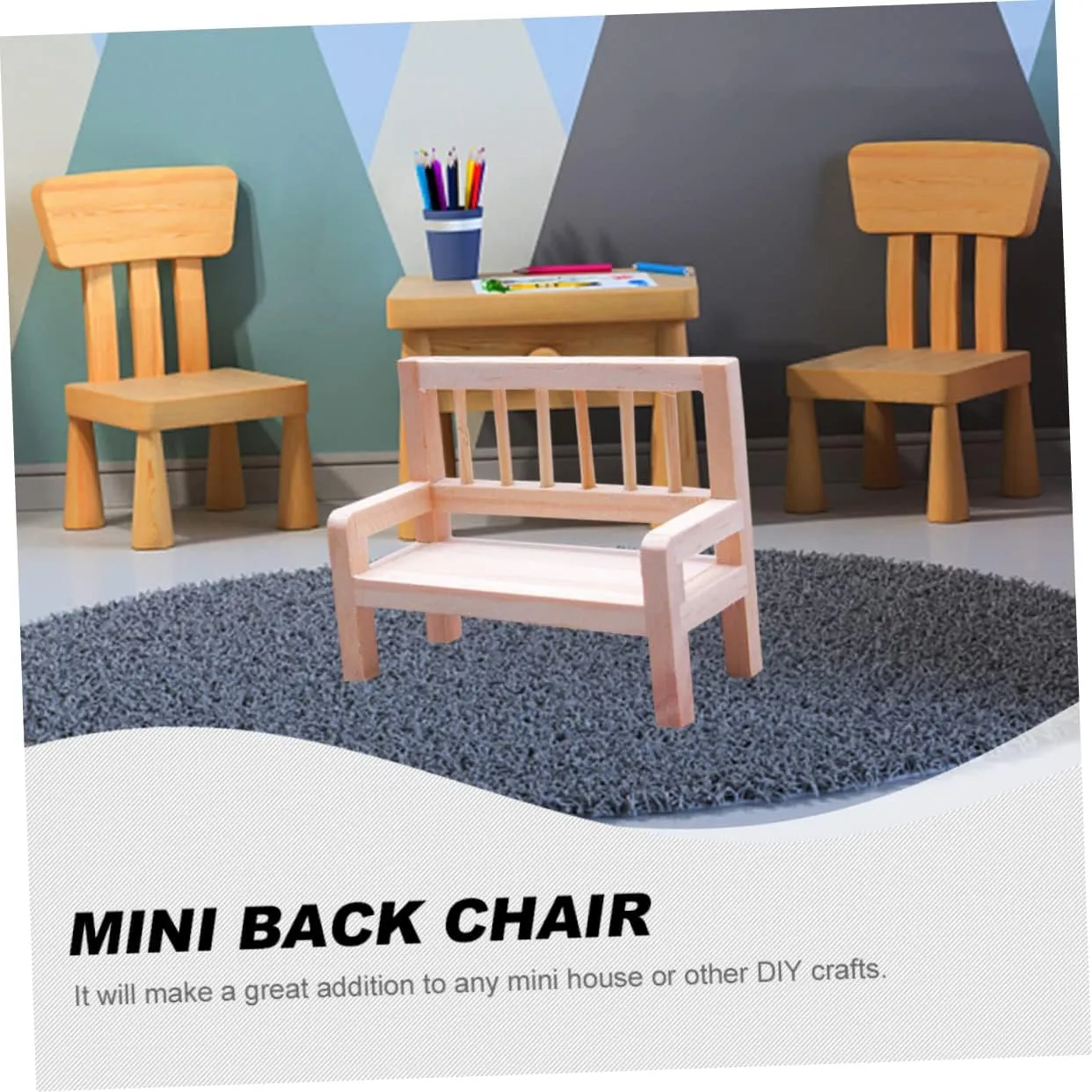 5pcs Miniature Wood Chair Figurine Cute Decorative Bench for Dollhouse and Home Decor Furniture Model for Mini House Adornments and Creative Displays