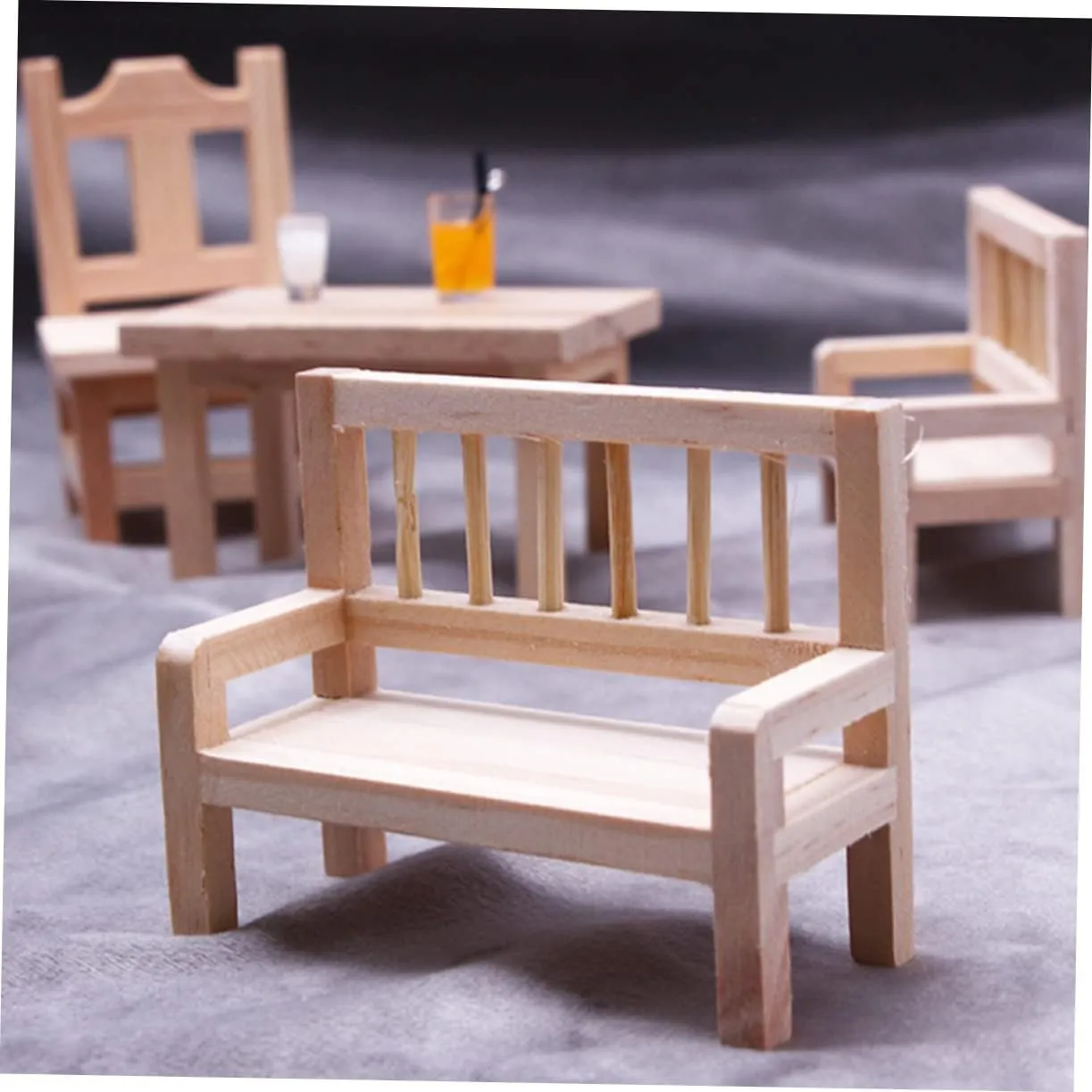 5pcs Miniature Wood Chair Figurine Cute Decorative Bench for Dollhouse and Home Decor Furniture Model for Mini House Adornments and Creative Displays