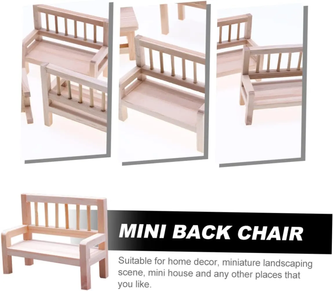 5pcs Miniature Wood Chair Figurine Cute Decorative Bench for Dollhouse and Home Decor Furniture Model for Mini House Adornments and Creative Displays