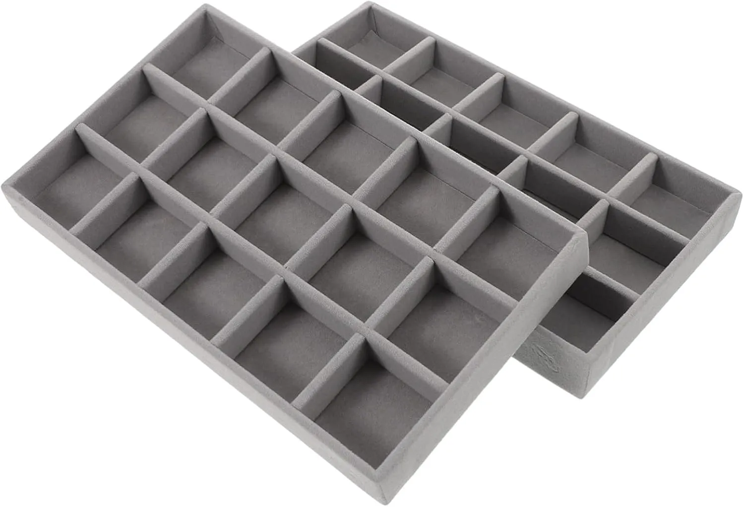 5pcs Velvet Jewelry Display Organizer Tray Stackable Storage for Earrings Rings Necklaces Bracelets Slots Jewelry Storage Grey Multifunctional Protective Design