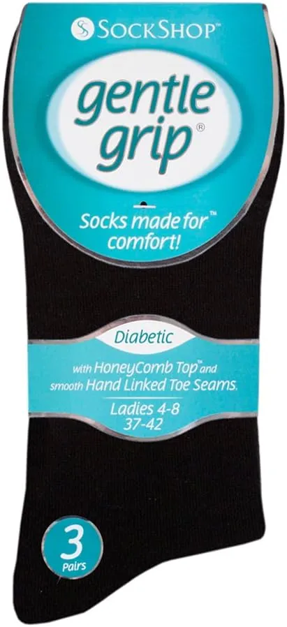 6 Pack of Ladies Diabetic Socks -5-9 us