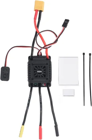 60A RC Brushless ESC for 1/10 Short Haul Truck, 4 Wheel Cart, Wide Application, Multiple Protections, Water and Dust Proof, Compatible with Various Servos