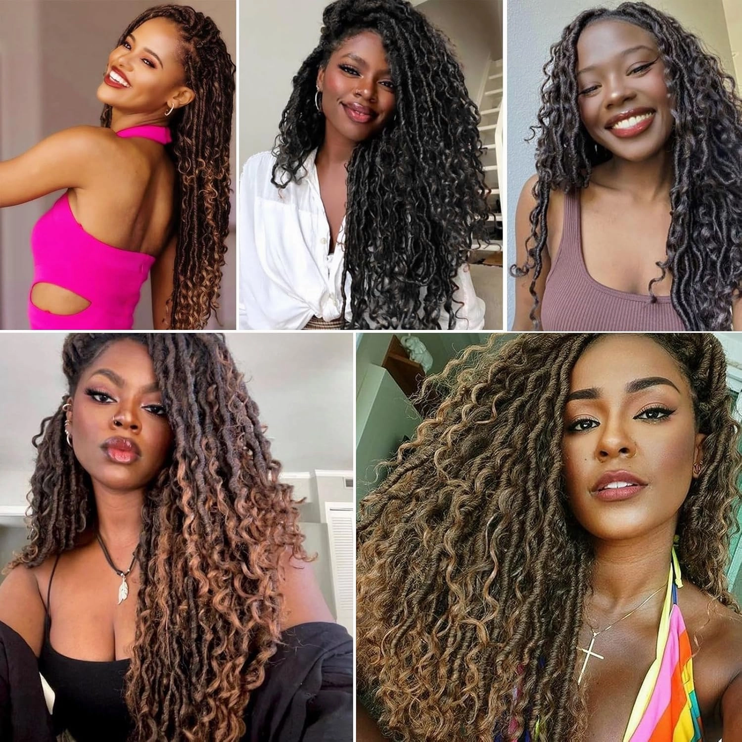 613 Goddess Locs Crochet Hair,5 Packs 14 Inch Pre Looped Blonde Boho Goddess Faux Locs Crochet Hair With Curly Ends,Soft Hippie Locs Crotchet Hair For Black Women (14in,5packs, 613#)