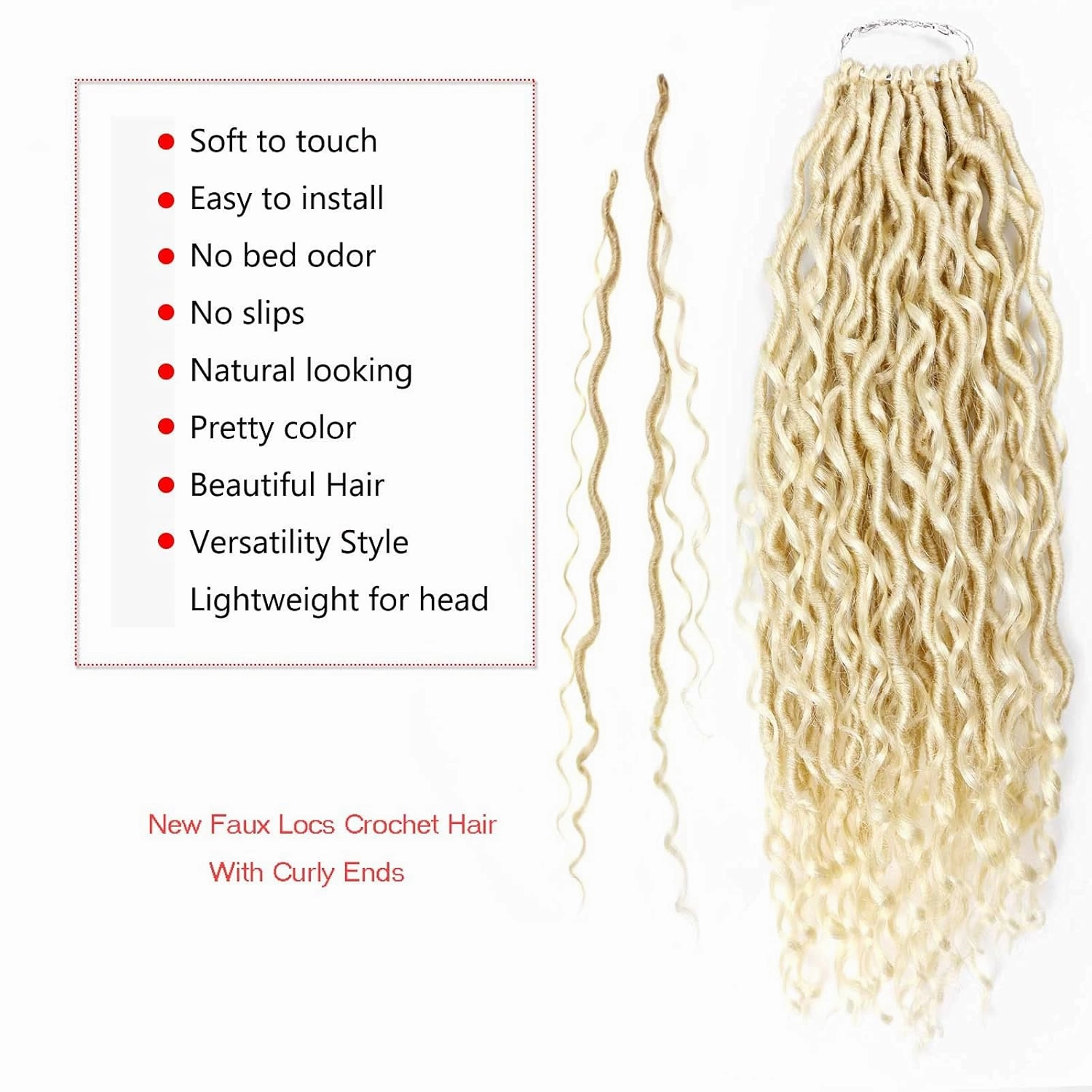 613 Goddess Locs Crochet Hair,5 Packs 14 Inch Pre Looped Blonde Boho Goddess Faux Locs Crochet Hair With Curly Ends,Soft Hippie Locs Crotchet Hair For Black Women (14in,5packs, 613#)
