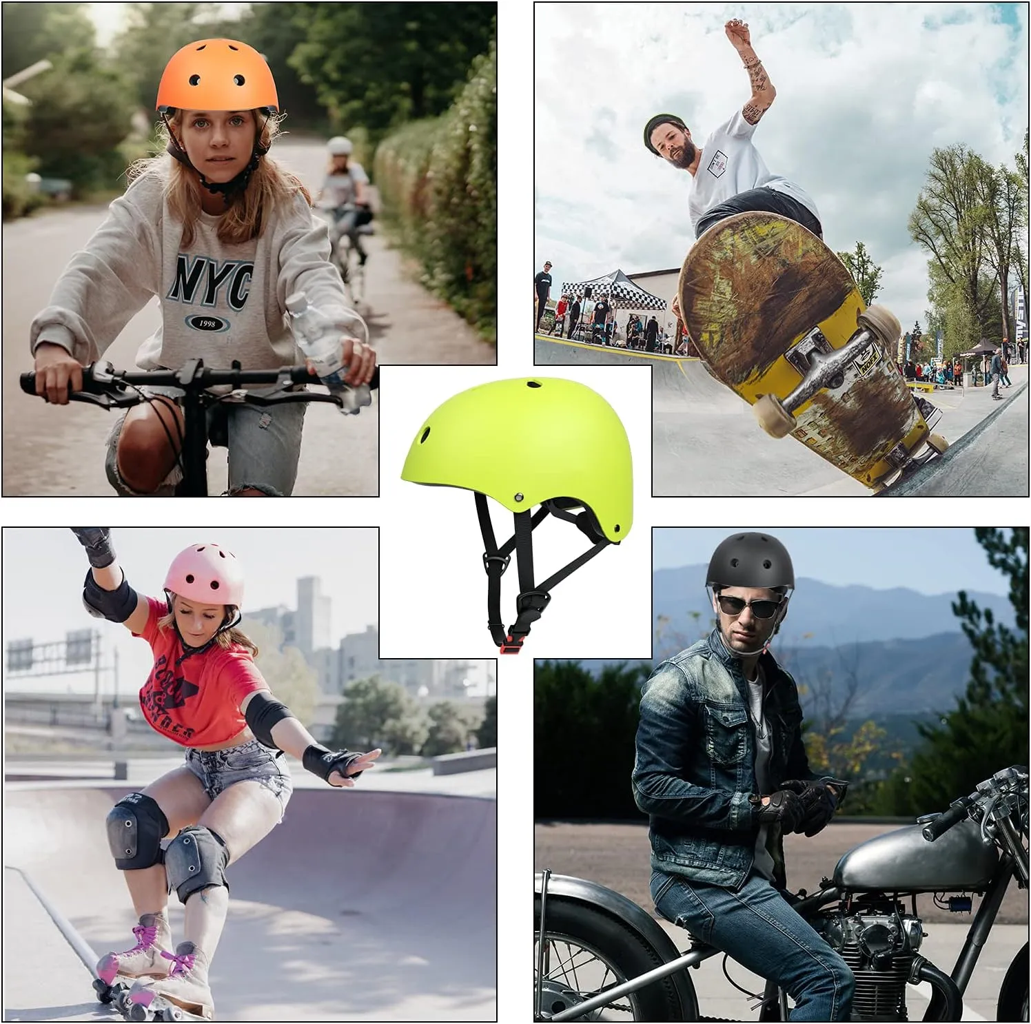 67i Bike Helmet Skateboard Helmet for Adult Cycling Bicycle Scooter Helmets for Men Women Adjustable Roller Skate Helmet for Multi-Sport Bicycle Scooter Inline Rollerblading Cycling Skateboarding