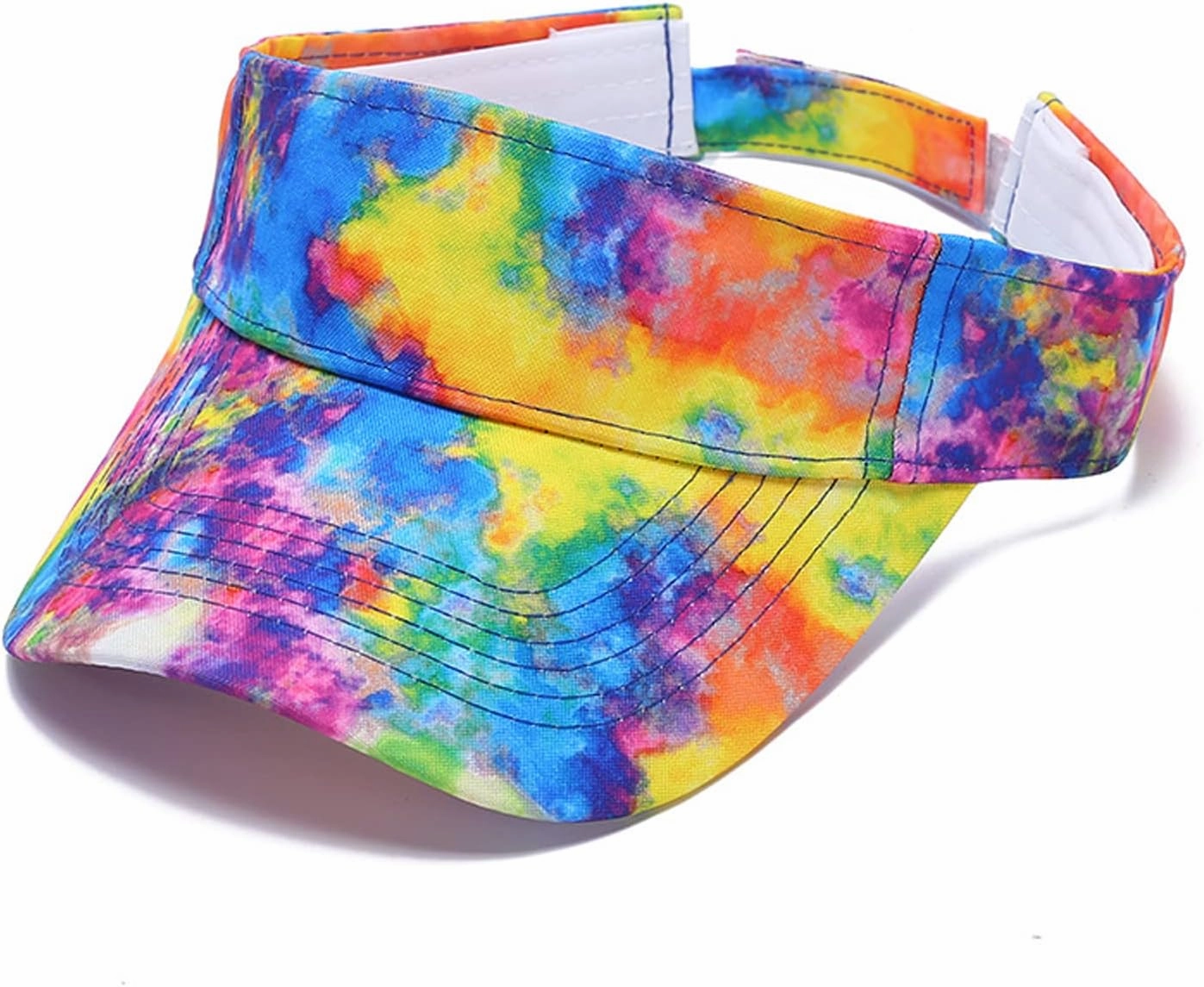 6 PC Tie Dye Sun Visors Hats, Sports Sun Hats Ball Caps Empty Top Tennis Golf Summer Beach Pool