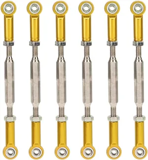6Pcs RC Car Push Rod, 88mm Aluminum Alloy Adjustable Turnbuckle Rod Linkage Upgrade Part for RC Car (Gold) Rc Car Steering Parts