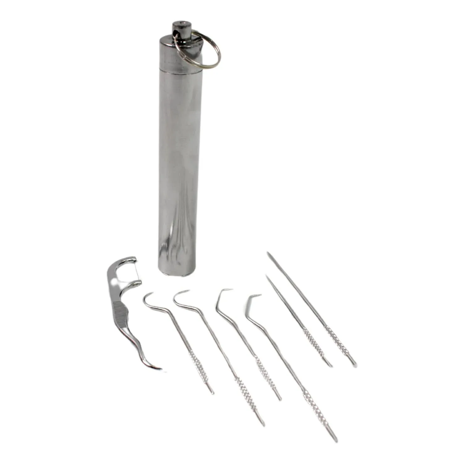 7 In 1 Stainless Steel Toothpick Flossier Set (1 Set  With Case)