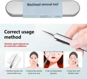 7-Piece Stainless Steel Blackhead Removal Tool Extraction kit, Professional Blackhead Clip Facial Acne Free Removal Tool