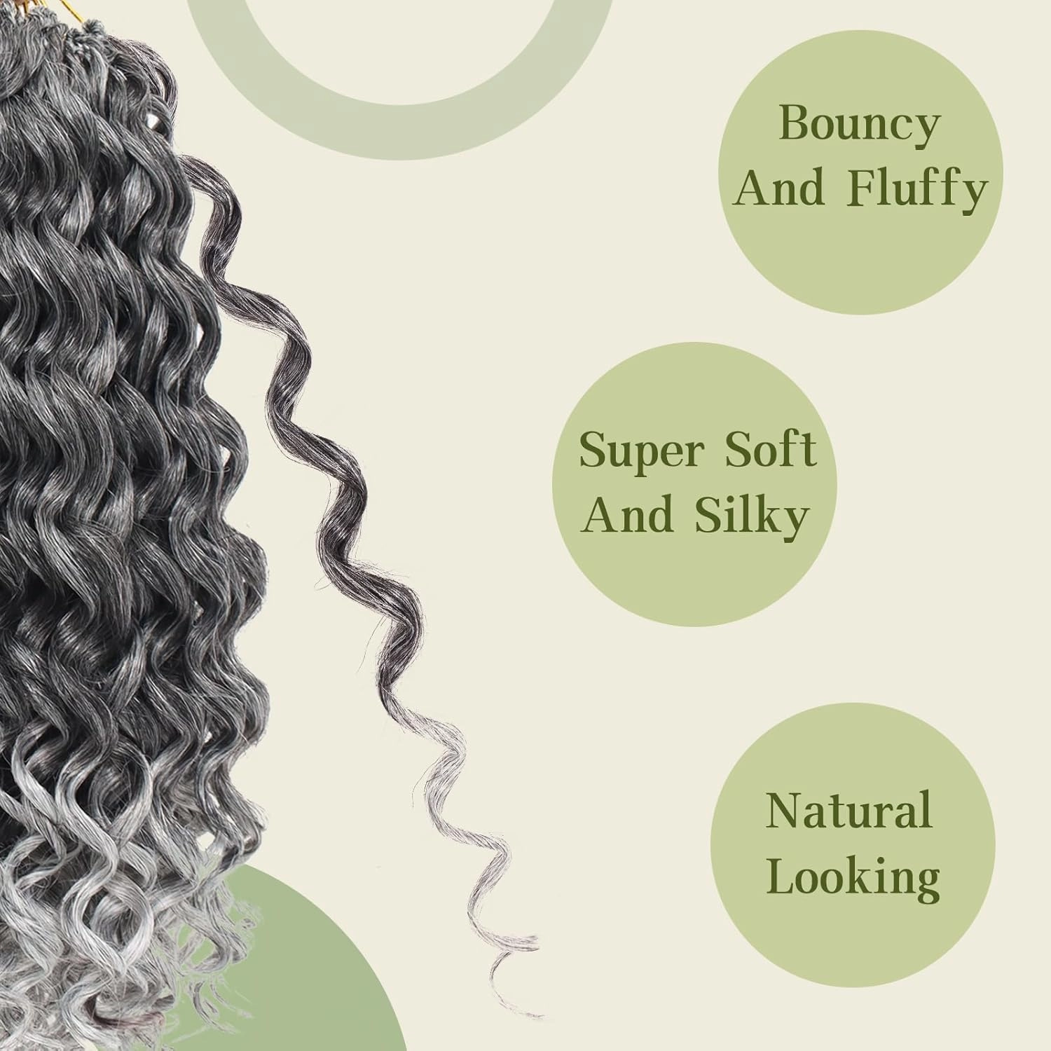 7 Packs Curly Crochet Hair for Black Women 10 Inch GOGO Curl Deep Ocean Water Wave Crochet Hair Synthetic Bohemian Beach Curl Crochet Braids Braiding Hair (10 inch, Tgray)