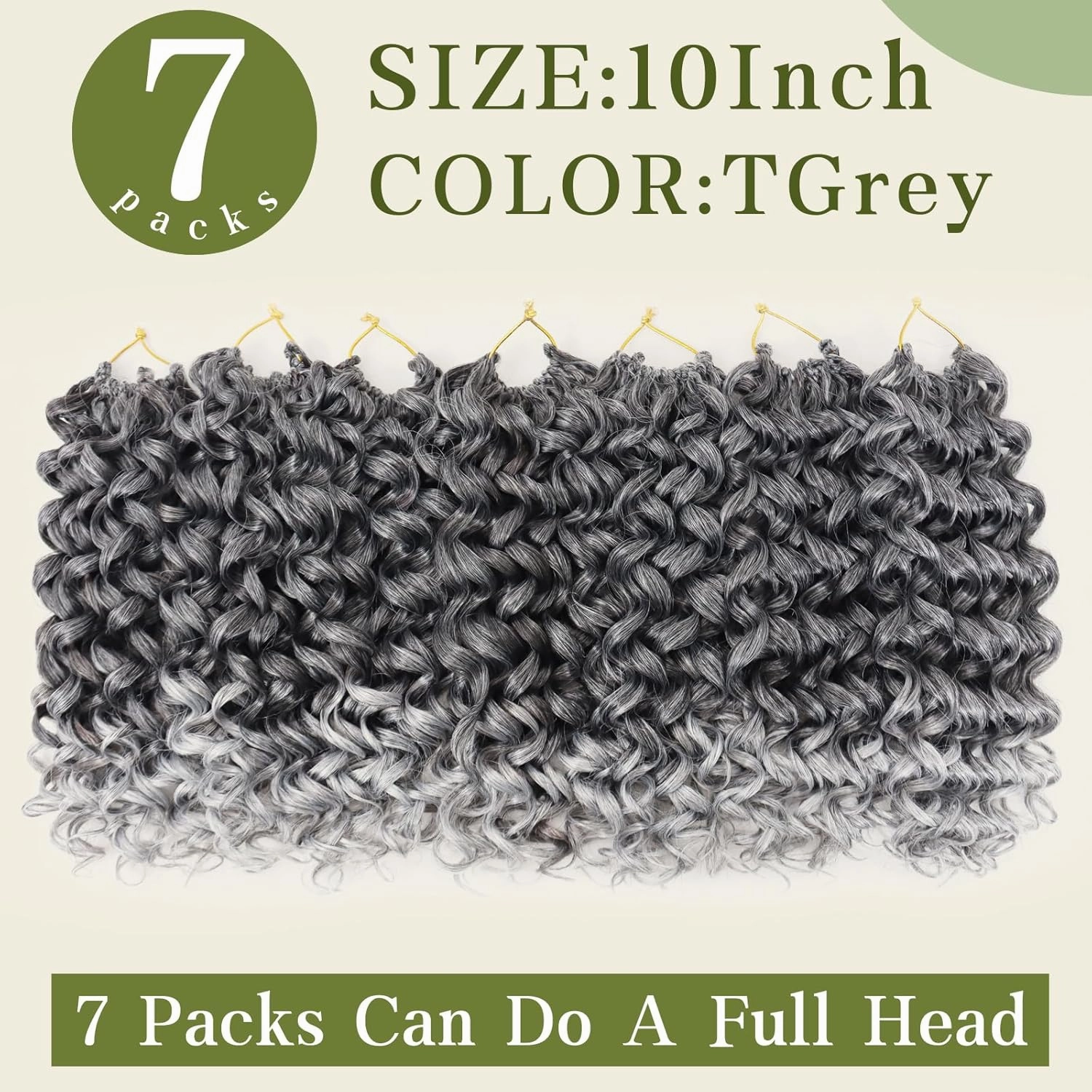 7 Packs Curly Crochet Hair for Black Women 10 Inch GOGO Curl Deep Ocean Water Wave Crochet Hair Synthetic Bohemian Beach Curl Crochet Braids Braiding Hair (10 inch, Tgray)