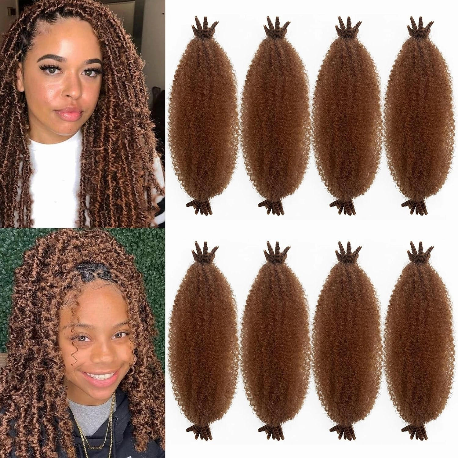 8 Packs Springy Afro Twist Hair 12 inch Marley Twist Braiding Hair for Butterfly Soft Locs Crochet Hair Pre Fluffed Spring Twist Marley Hair Extensions for Women (30#, 12 Inch(Pack of 8))