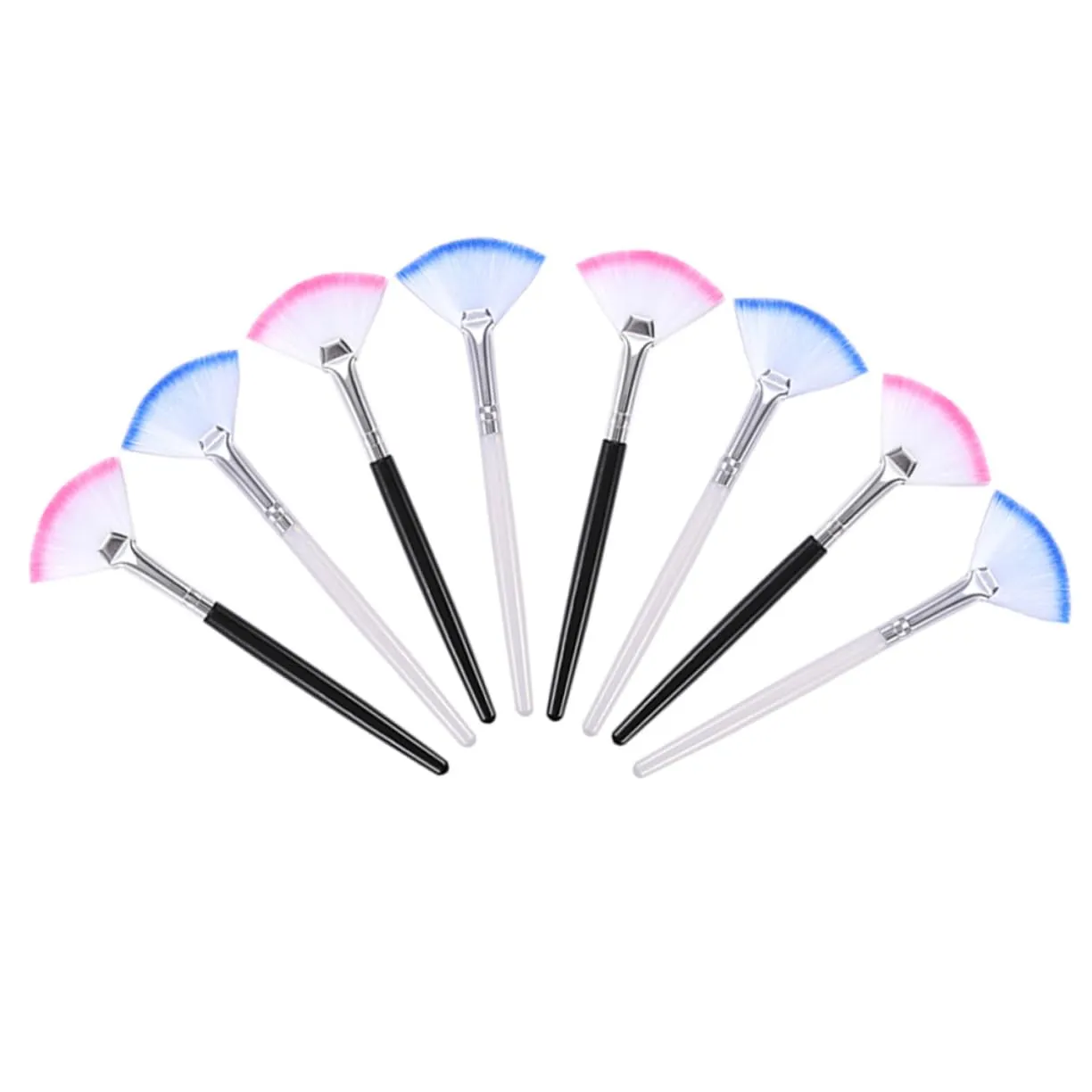 8pcs Handle Fan-shaped Makeup Applicators for Facial Masks Soft Bristles Cosmetic Tools for Smooth Application for Highlighter and Hard Reach Areas Clean and Gentle Touch