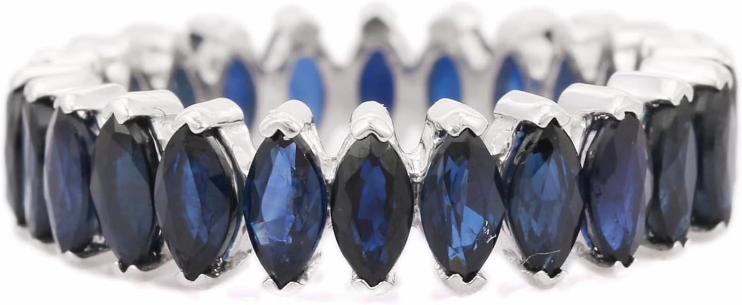 925 Sterling Silver Blue Sapphire Eternity Band- Stacking Ring- September Birthstone Ring- Rings For Women- Christmas Gifts For Her (SLV03US)