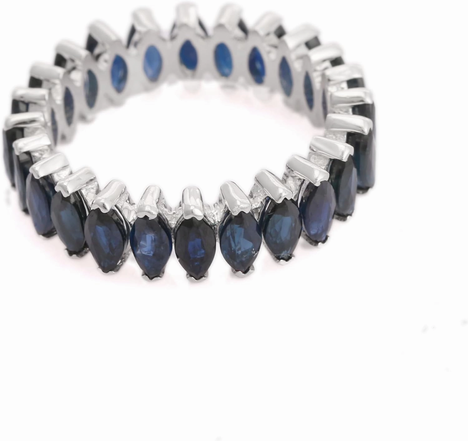 925 Sterling Silver Blue Sapphire Eternity Band- Stacking Ring- September Birthstone Ring- Rings For Women- Christmas Gifts For Her (SLV03US)