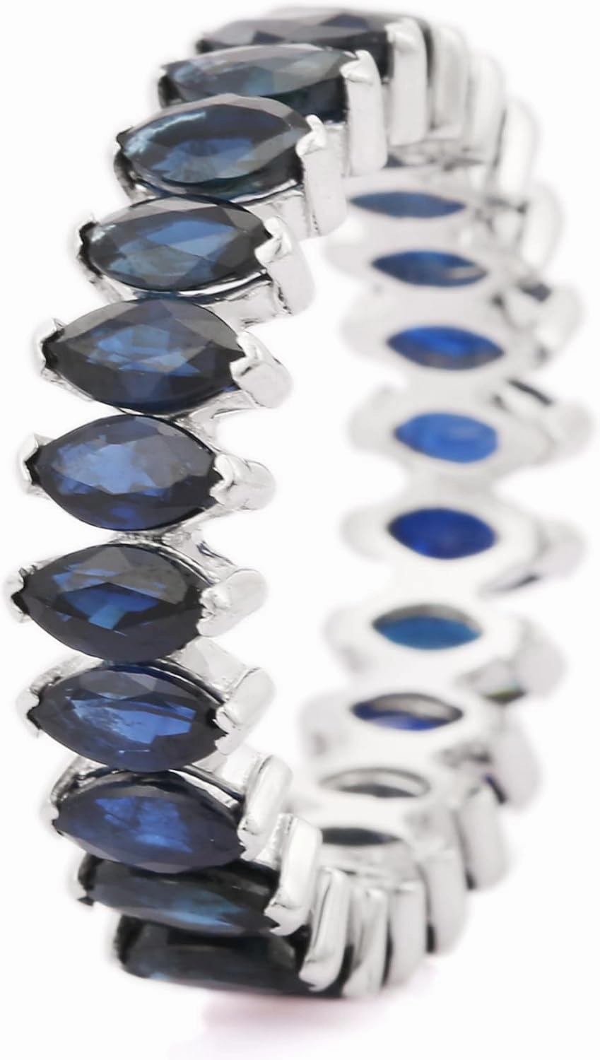 925 Sterling Silver Blue Sapphire Eternity Band- Stacking Ring- September Birthstone Ring- Rings For Women- Christmas Gifts For Her (SLV03US)