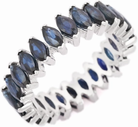 925 Sterling Silver Blue Sapphire Eternity Band- Stacking Ring- September Birthstone Ring- Rings For Women- Christmas Gifts For Her (SLV03US)