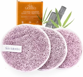 – Bamboo Charcoal Makeup Pads for Makeup Removal and Cleansing – Washable Eco-Friendly Reusable Pads – Soft Natural Bamboo Fibers For All Skin Types - Set 3 Pack, [Purple]