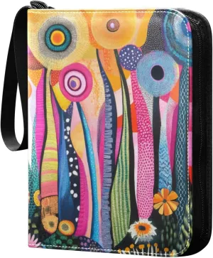 Abstract Colorful Card Binder, 400 Pockets Card Holder with 50 Sleeves, Sturdy Card Holder Folders for Game Cards & Sports Cards