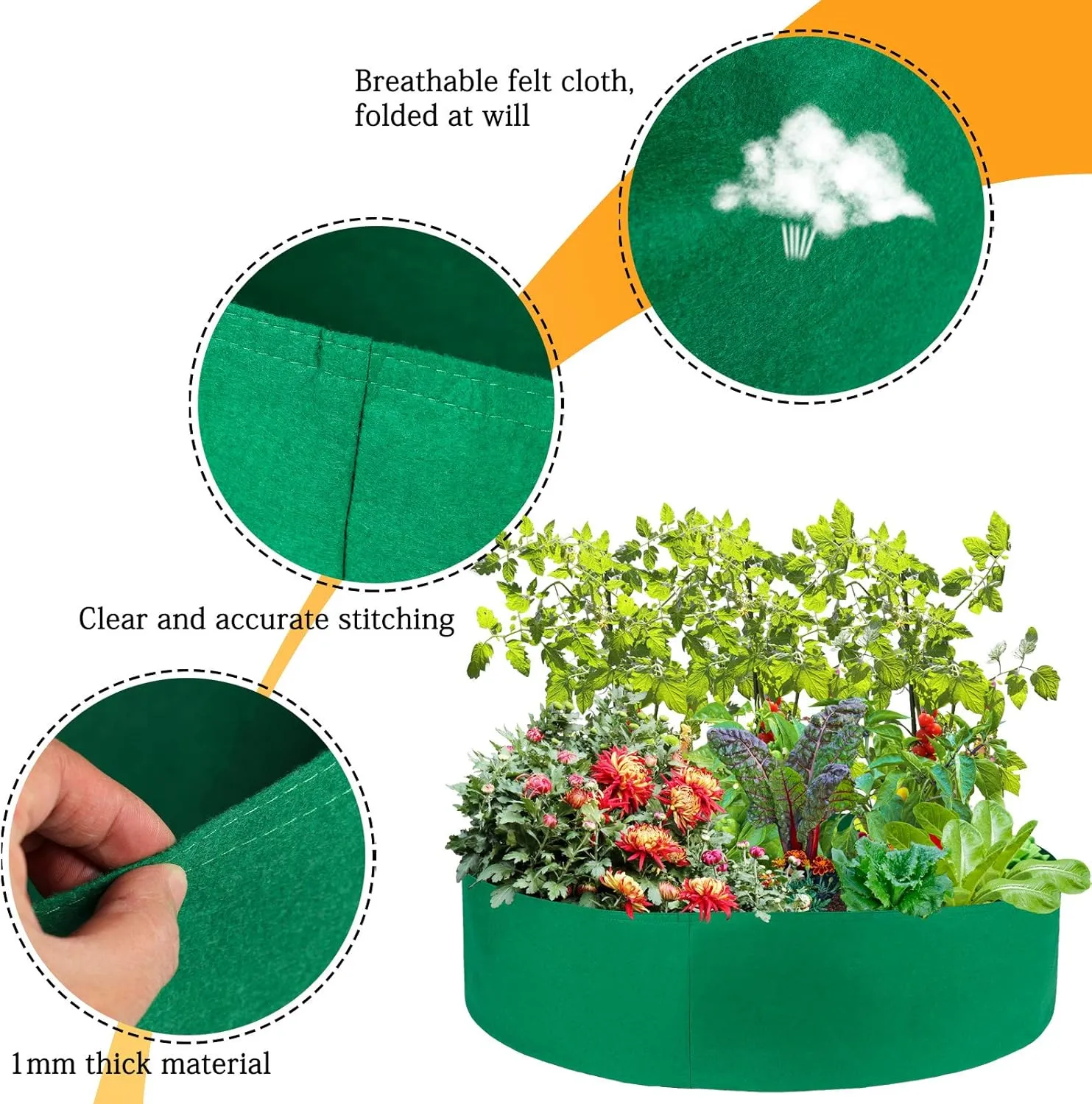ACJRYO Plant Grow Bag, Extra Large Fabric Raised Planting Bed, Round Raised Planter Garden Bed Bag for Herb Flower Vegetable Plants for Potato Carrot Onion, Gardening Outdoor (100 Gallon)