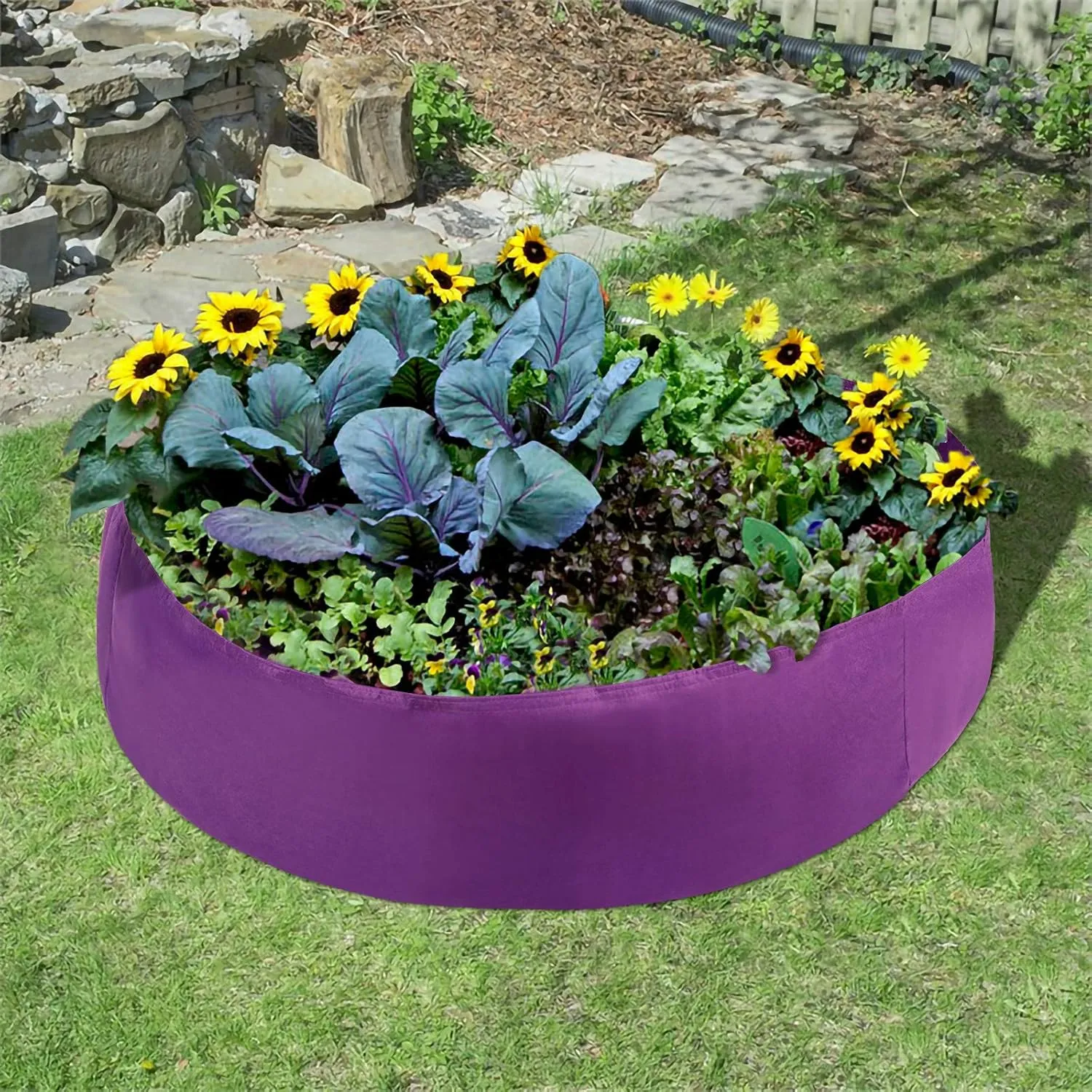 ACJRYO Plant Grow Bag, Extra Large Fabric Raised Planting Bed, Round Raised Planter Garden Bed Bag for Herb Flower Vegetable Plants for Potato Carrot Onion, Gardening Outdoor (100 Gallon)