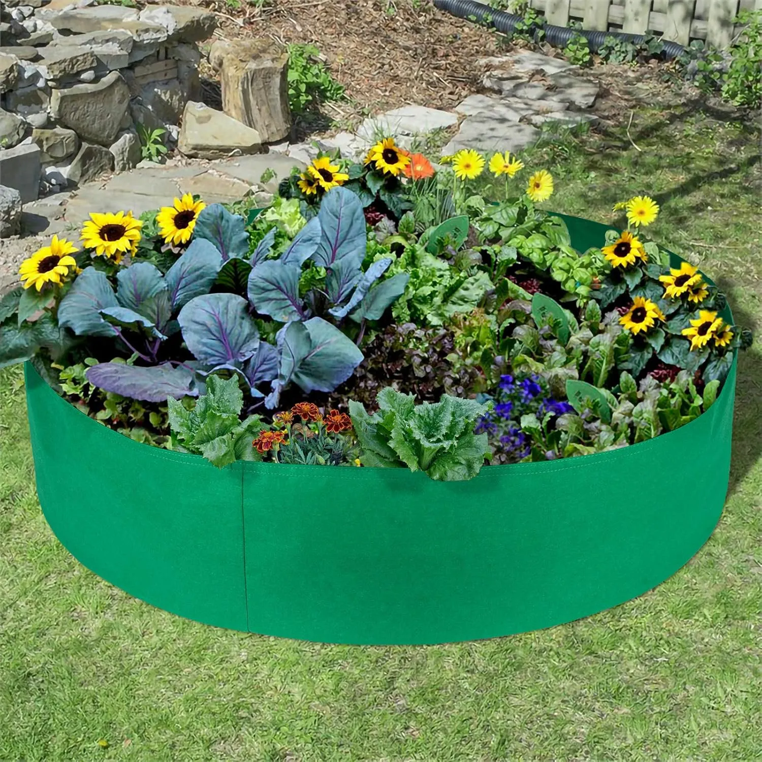 ACJRYO Plant Grow Bag, Extra Large Fabric Raised Planting Bed, Round Raised Planter Garden Bed Bag for Herb Flower Vegetable Plants for Potato Carrot Onion, Gardening Outdoor (100 Gallon)