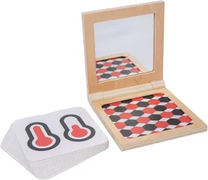 Adena Montessori Black and White Cards Wooden Frame with Mirror Tummy Time Toys 0-3 Months for Newborn