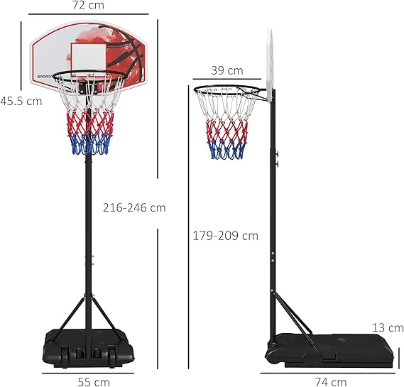 Adjustable Basketball Stand – Portable Design with Wheels