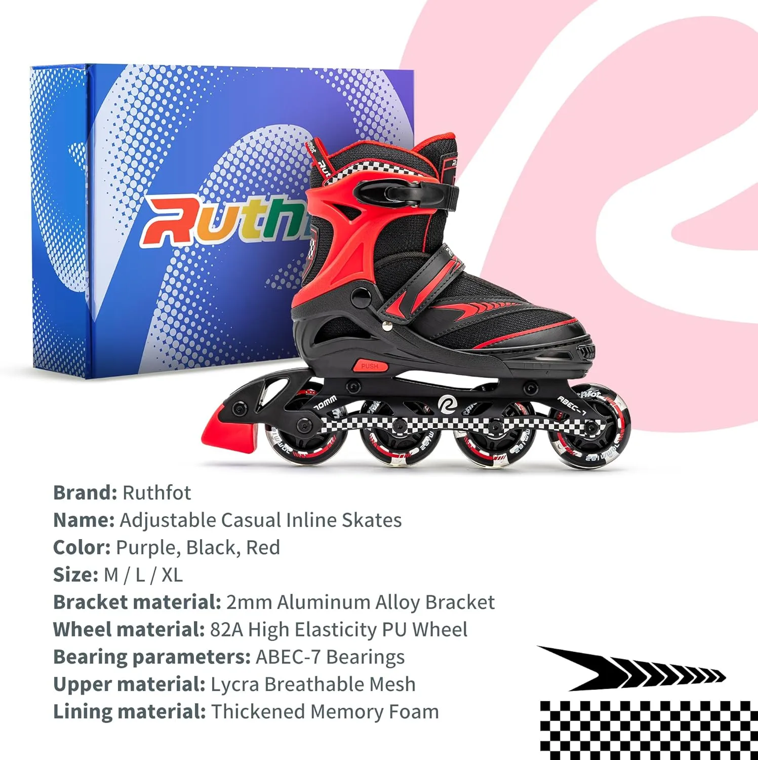 Adjustable Inline Skates for Boys and Girls with Full Light Up Wheels, Outdoor Rollerskates for Kids and Women