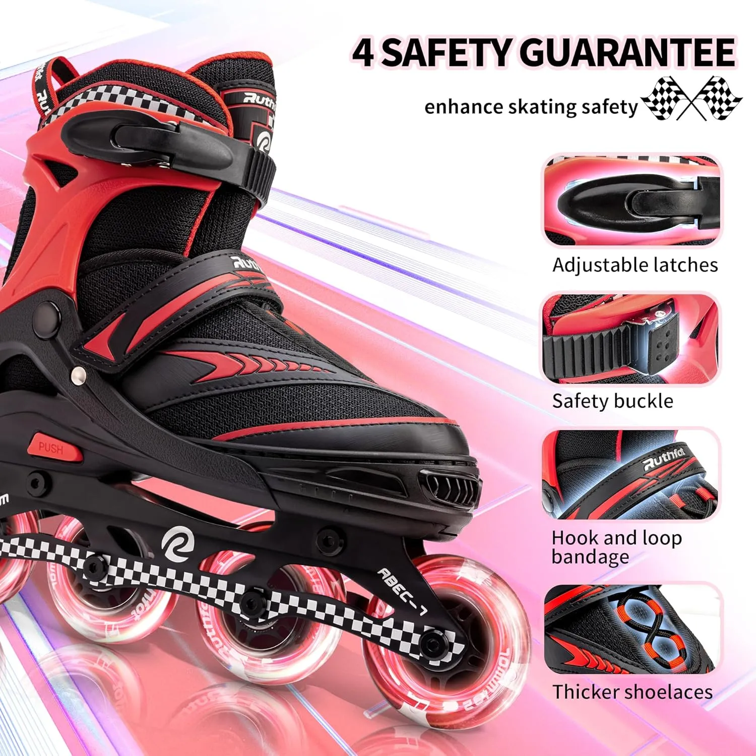 Adjustable Inline Skates for Boys and Girls with Full Light Up Wheels, Outdoor Rollerskates for Kids and Women