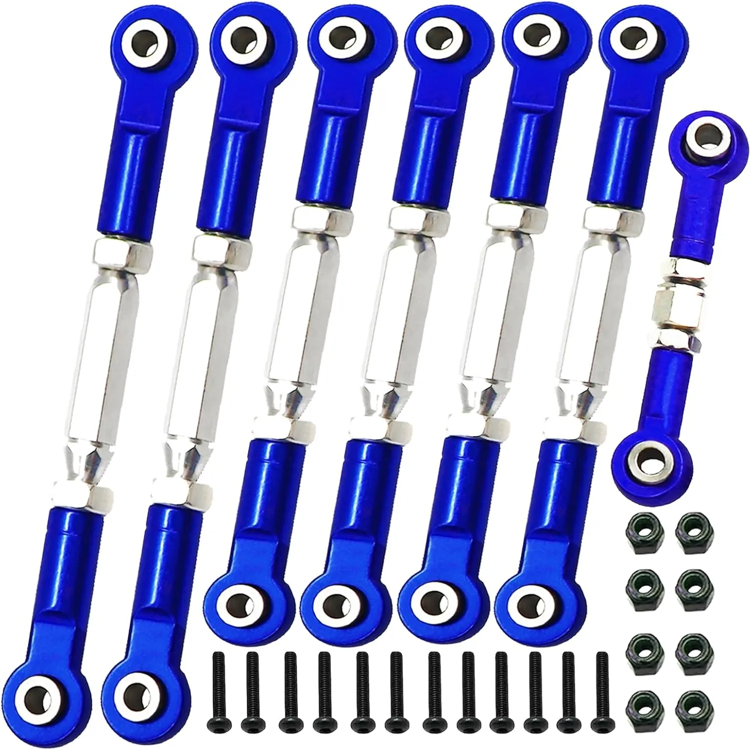Adjustable Stainless Steel Turnbuckles Set/Camber Links with Rod Ends Set for 1/10 Traxxas Slash 4X4 2WD /Rustler 2WD 4X4/Hoss 2WD 4X4/ Stampede 2WD 4X4/Bandit 2WD 4X4/ Upgrades Parts(Navy Blue)