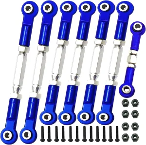 Adjustable Stainless Steel Turnbuckles Set/Camber Links with Rod Ends Set for 1/10 Traxxas Slash 4X4 2WD /Rustler 2WD 4X4/Hoss 2WD 4X4/ Stampede 2WD 4X4/Bandit 2WD 4X4/ Upgrades Parts(Navy Blue)