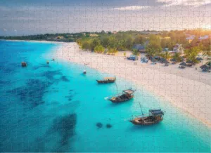 Adult Entertainment Game Puzzle 1000 Pieces Aerial View The Fishing Boats Tropical sea Coast White Sand Puzzles Fun Puzzles Colorful Home Decoration New Upgraded Puzzle Gifts