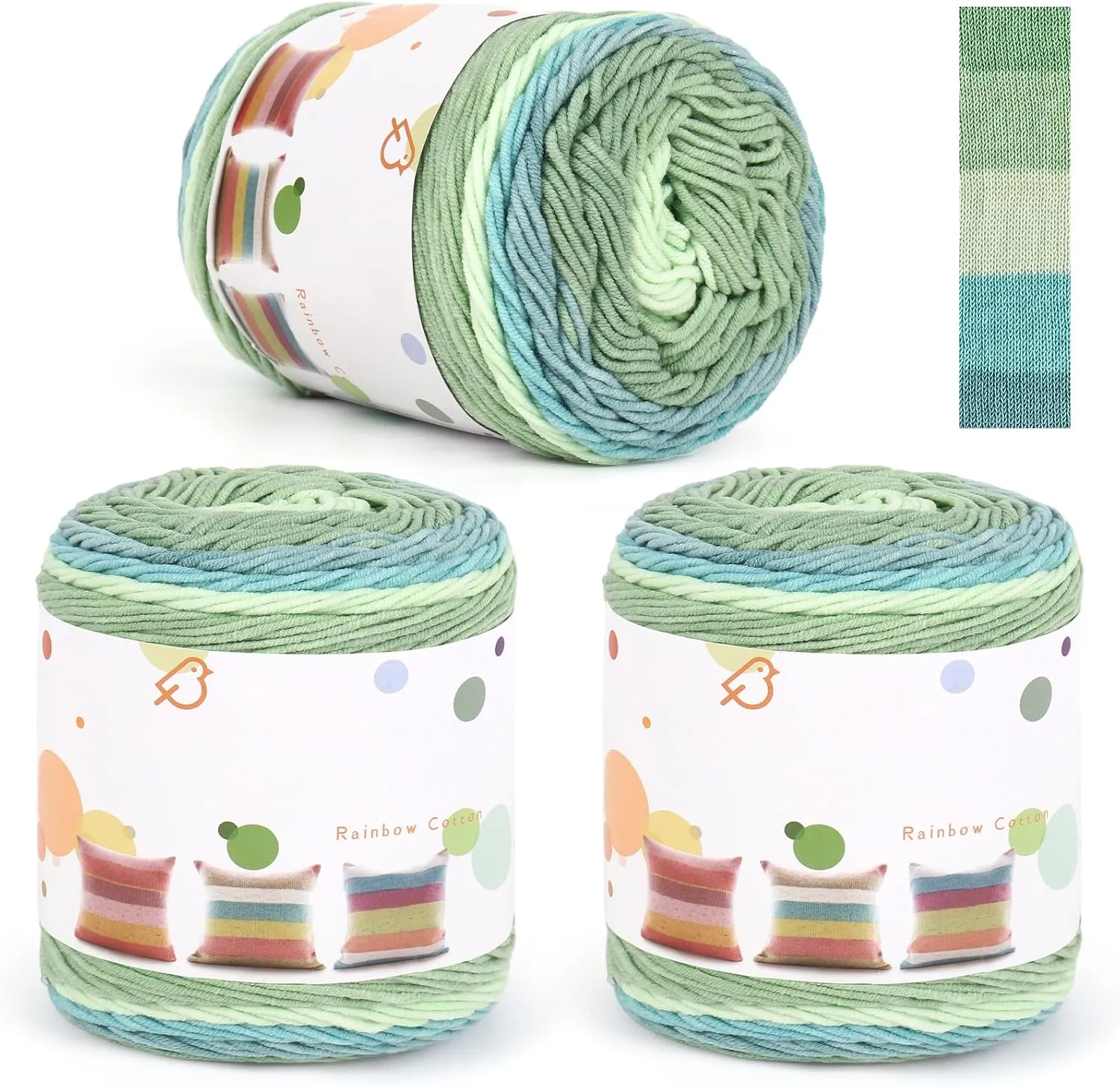 Aeelike Gradient Yarn for Crocheting, 3 Skeins Gradient Yarn 100g (3.52 oz) 245m (267 Yards), Vibrant Ombré Yarns Cake Rainbow Cotton Yarn for Making Colorful Crafts
