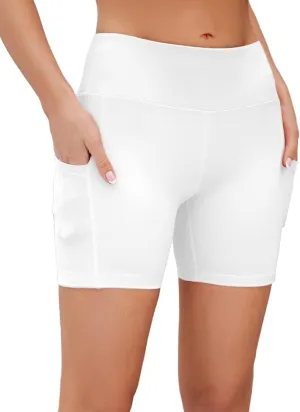 AHLW Buttery Soft Workout Biker Shorts for Women with Pockets High Waisted Elastic Comfortable Athletic Running Yoga Shorts