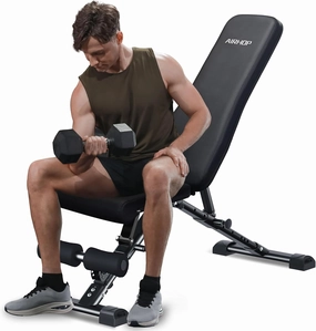 AIRHOP Upgraded Adjustable Weight Bench, Bench Press Full Body Workout, Quick Fold Space Saving, Workout Bench for Home Gym Strength Training