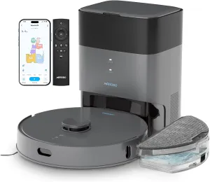 AIRROBO T25  Robot Vacuum and Mop Combo, 5500Pa Suction, Pet Area Smart Boost, Carpet Detection, Tangle-Free Brush, LDS Mapping, APP Control, 3.5L Self-Empty Bin for Hard Floors, Carpets, Pet Hair