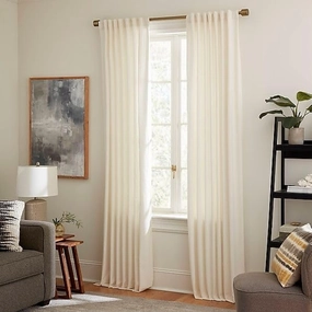 allen   roth 96-in Linen Light Filtering Standard Lined Back Tab Curtain, Off-white, 5030761