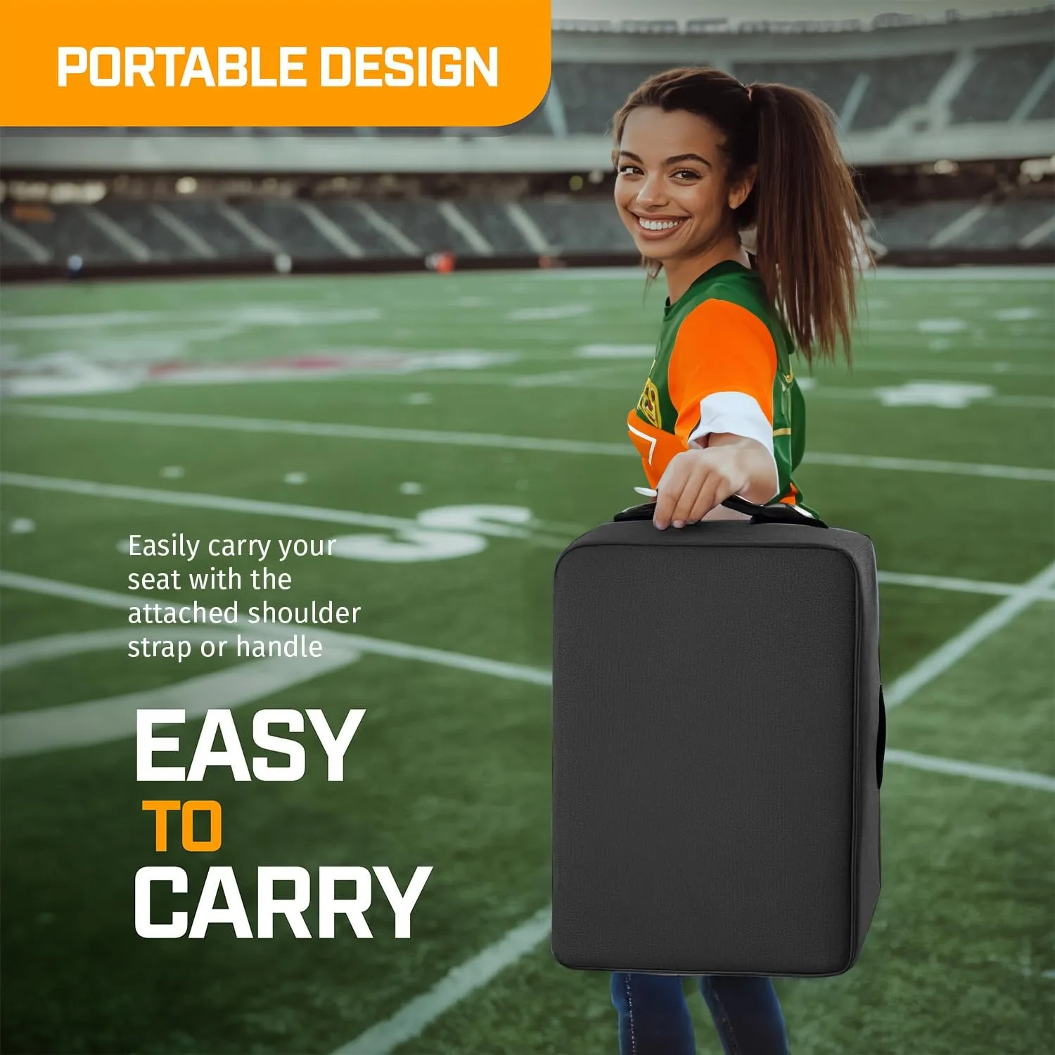 Alpcour Portable Extra Thick Stadium Seat Cushion – Bleacher Cushion with Side Pocket, Cup Holder, Waterproof, Anti-Slip, and Straps – Perfect for Football Seats and Bench Seats for Bleachers