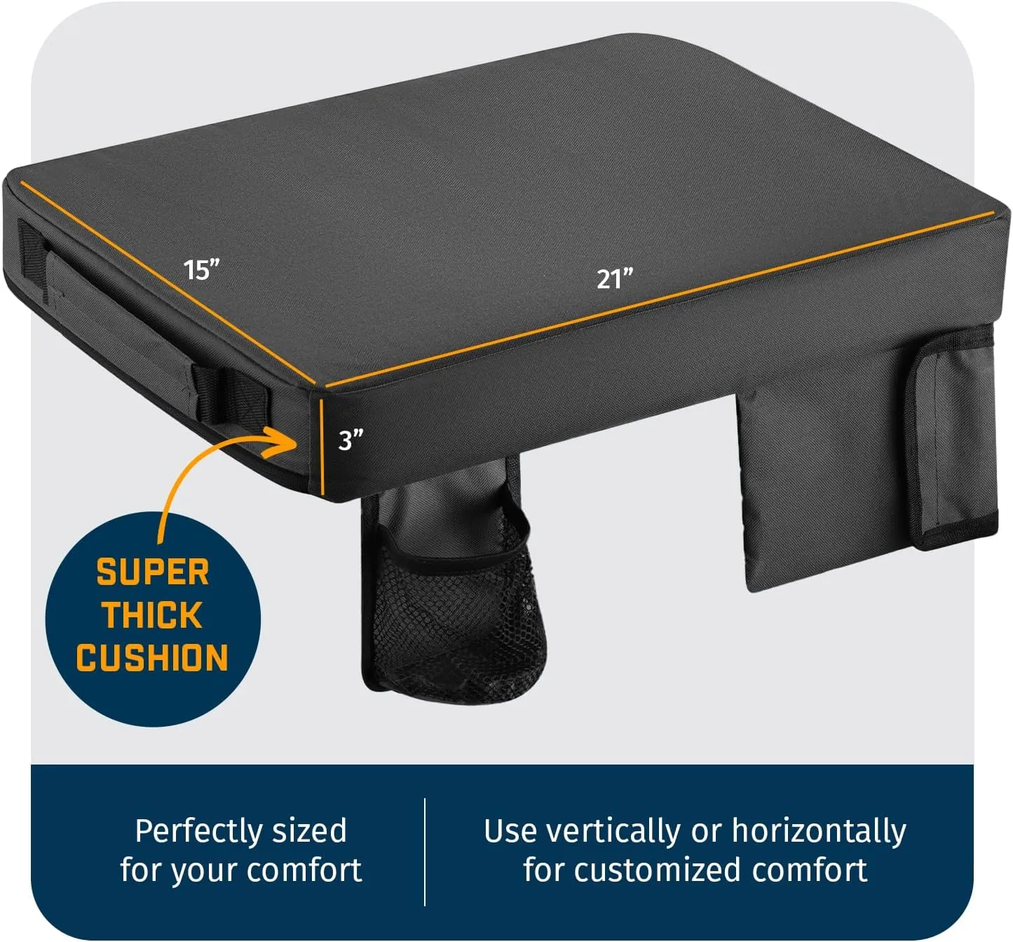 Alpcour Portable Extra Thick Stadium Seat Cushion – Bleacher Cushion with Side Pocket, Cup Holder, Waterproof, Anti-Slip, and Straps – Perfect for Football Seats and Bench Seats for Bleachers