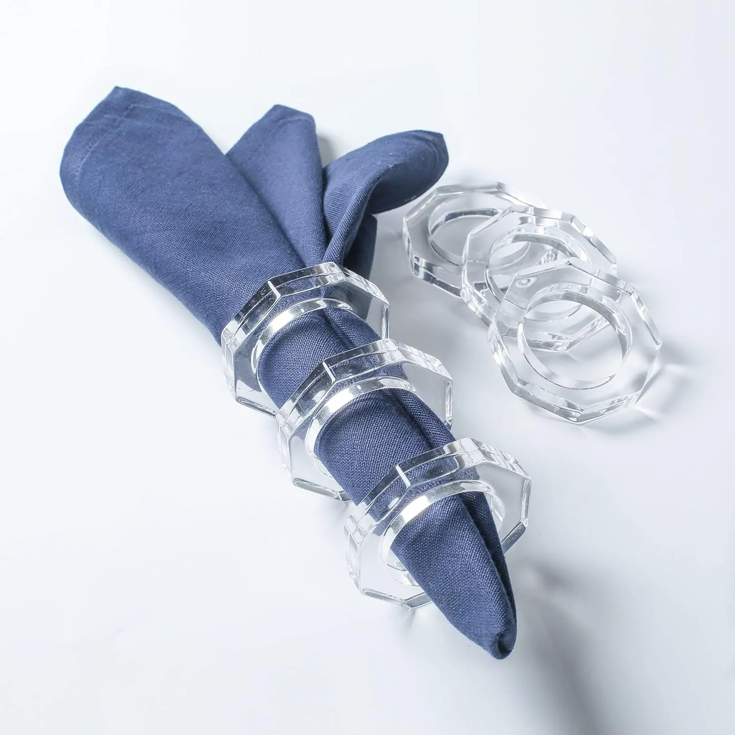 ALPHA Living HOME Acrylic Napkin Rings Set of 12 – Elegant Decorative Serviette Holders for Dining, Weddings & Events