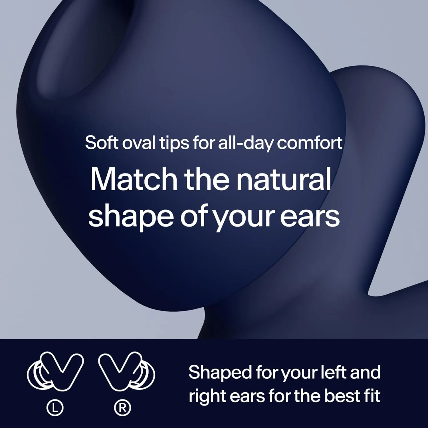 Alpine Silence Earplugs for Sleep, Focus & Travel - V-Shape Fit & Soft Oval Tips – 4 Sizes XS/S/M/L - Comfortable, Reusable Hearing Protection - 22dB – Midnight Blue