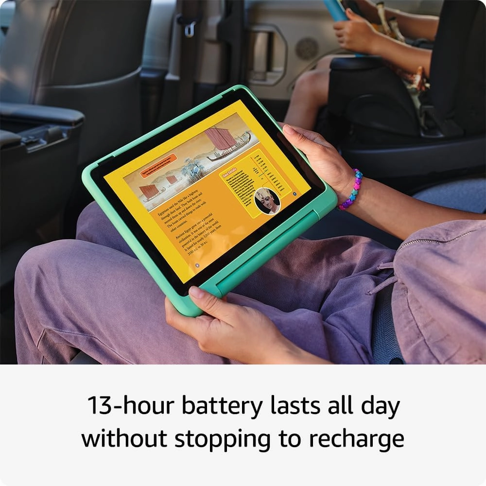 Amazon Fire HD 10 Kids Pro tablet (newest model) ages 6-12. Bright 10.1" HD screen, includes ad-free content, robust parental controls, 13-hr battery and slim case for older kids, 32 GB, Nebula