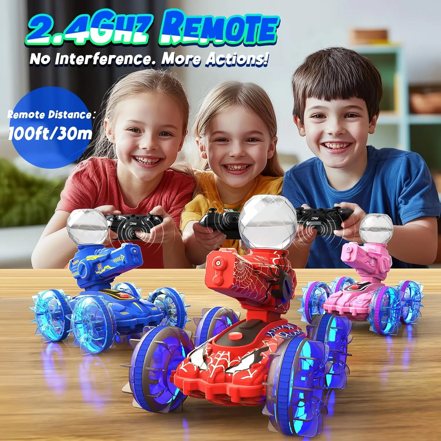 Amphibious Remote Control Car for Boys Kids - 4WD Amphibious 2.4 GHz 360°Rotation RC Cars - Water and Land RC Stunt Car Toy for 5 6 7 8 9 10 Year Old Boys Girls Christmas Birthday Gifts