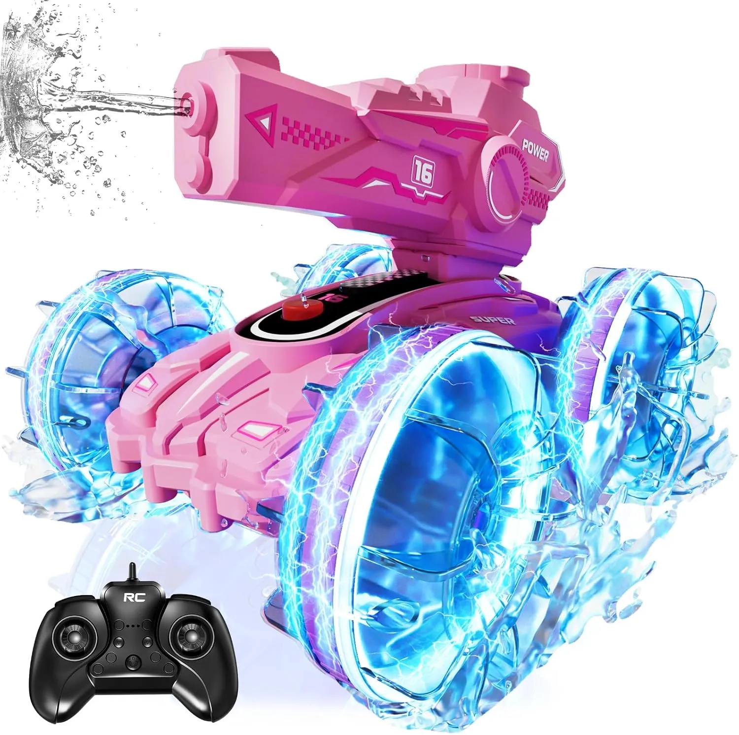Amphibious Remote Control Car for Boys Kids - 4WD Amphibious 2.4 GHz 360°Rotation RC Cars - Water and Land RC Stunt Car Toy for 5 6 7 8 9 10 Year Old Boys Girls Christmas Birthday Gifts