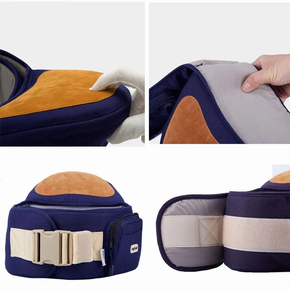 ANGELBB Baby Infant Hip Seat Carrier with Pockets, Lightweight Toddler Waist Stool Seat Belt Carrier (Blue)