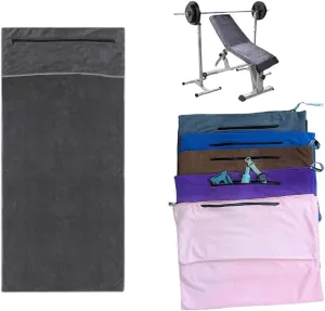 Angelica & Co Microfiber Fast Drying Gym Towel with Phone Pocket, Zipper, Fitness, Pilates, Yoga Mat Cover, Bench Cover, Camping - Pink M