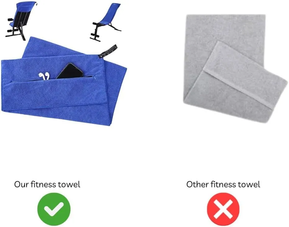 Angelica & Co Microfiber Fast Drying Gym Towel with Phone Pocket, Zipper, Fitness, Pilates, Yoga Mat Cover, Bench Cover, Camping - Pink M
