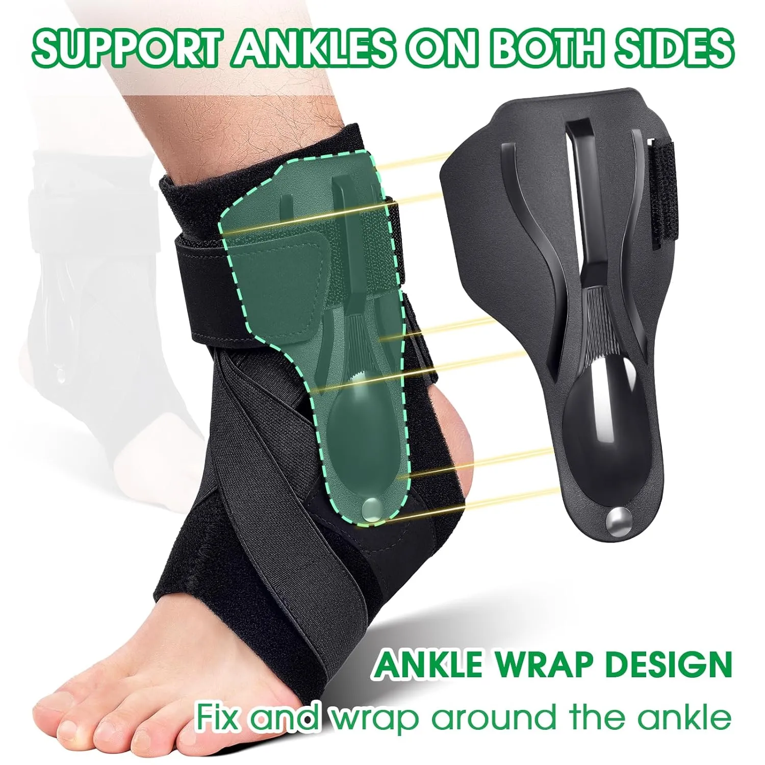 Ankle Brace Support for Sprained Ankle X-shaped Cross-fixing Compression Sleeve Lace Up for Women and Men Relief with Tendon Sprain Injury Recovery Basketball Volleyball(Black,Medium)